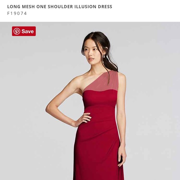 David’s Bridal mesh one shoulder illusion dress - Picture 1 of 8